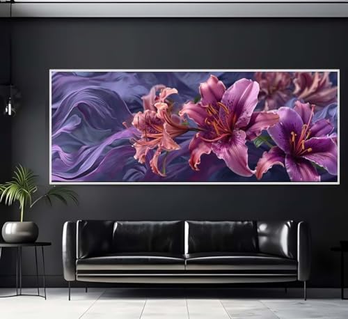 Diamond Painting Malen Nach Zahlen Erwachsene, Lila Blume Diamond Painting Erwachsene, DIY Diamant Painting Bilder Kinder, 5D Daiming Panting Crystal Craft, Home Wanddekoration Gifts 60x120 cm-e80 von Yooyixi