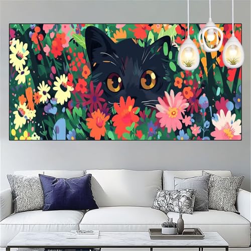 Garten Diamond Painting Erwachsene Groß xxl 90x250cm Diamant Painting Bilder Katze Diamant Malerei Set,Vollbohrer Crystal Art Stickerei Kreuzstich Bastelset Erwachsene für Home Dekor Geschenke YC-173 von Yooyixi