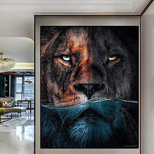 Afrikanische große Löwe Katze Leopard Tiere Leinwand Malerei Wandkunst Poster Drucke Kunst Bilder im Wohnzimmer Dekor Zuhause 60x80cm (24x31in) Rahmenlos von Yooyu