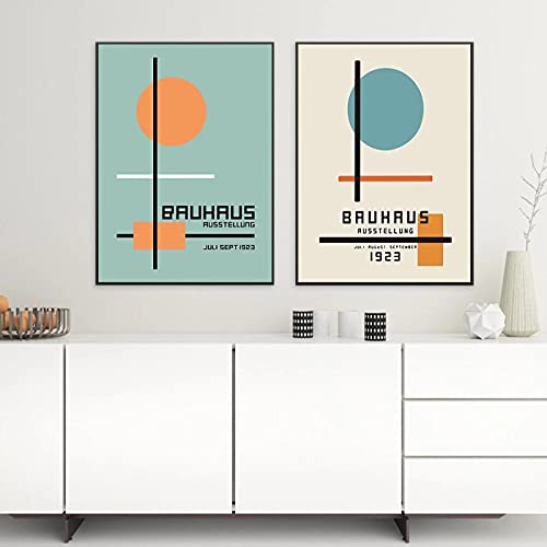 Bauhaus Poster und Drucke Grafik Leinwand Malerei Ausstellung Wandkunst Bilder Vintage Für Wohnzimmer Wohnkultur 60x80cm(24x31in) x2 Rahmenlos von Yooyu