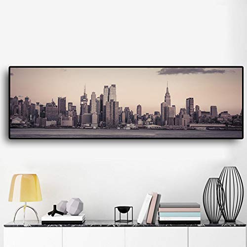 Manhattan Empire State Building Stadt Landschaft Leinwand Kunst Poster und Drucke Skandinavisches Wandbild für Wohnzimmer 30x120cm(12x47in) Rahmenlos von Yooyu