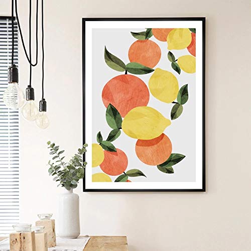 Yooyu Aquarell Malerei Wandkunst Leinwand Früchte Orangen Zitronen Poster und Drucke Dekor Bild für Küche Home Decoration 70x90cm Rahmenlos von Yooyu