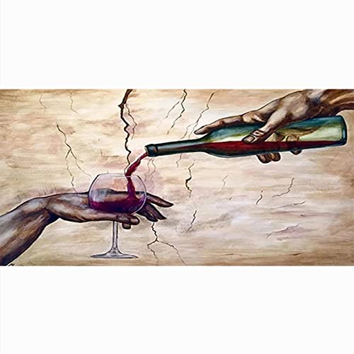 Yooyu Artwork Retro Poster Simple Hand Pour Wine Art Canvas Painting Mural Poster Printing Art Cuadros Home Decor Picture 75x170cm(30x67in) with frame von Yooyu