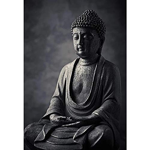 Yooyu Bilder mit Rahmen Schlafzimmer Buddha Statue auf dunklem Hintergrund Leinwand Malerei Poster und Druck Wandkunst Bild für Wohnzimmer Dekor 60x80cm (24x32in) Innenrahmen von Yooyu