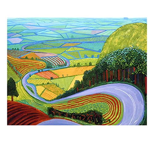 Yooyu David Hockney Garrowby Hill Landschaft Poster Leinwand Gemälde Wand Kunstdrucke Bild für Wohnzimmer Moderne Wohnkultur 60x110cm(24x43in) mit Rahmen von Yooyu