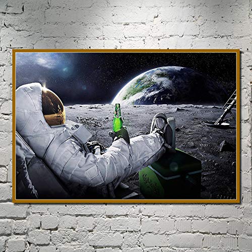 Yooyu Drucke auf Leinwand Humor Lustige Wandkunst Bild Biere Astronauten Cuadros Poster Drucke Wandbilder für Wohnkultur 40x60cm Rahmenlos von Yooyu