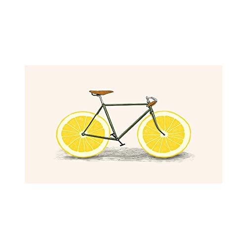 Yooyu Fruit Wall Art Lemon Orange Bicycle Poster Pictures Funny Cute Canvas Interior Paintings Prints Living Room Home Decoration 21x30cm(8x12in) with frame von Yooyu