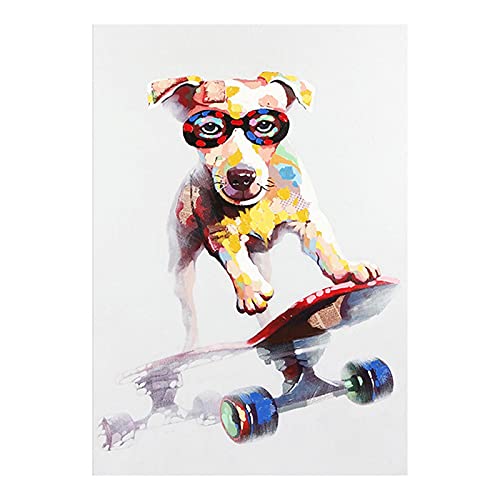 Yooyu Graffiti Art Skateboard Hund Leinwand Malerei Bunte Tier Poster und Drucke Wandkunst Bilder für Wohnzimmer Dekor 50x70cm Rahmenlos von Yooyu