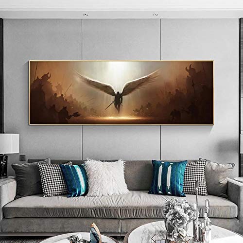 Yooyu Leinwanddruck Wandkunst Der Erzengel der Gerechtigkeit Tyrael Poster und Drucke Gemälde Wandkunst Bilder für Wohnzimmer Dekor 30x120cm (12x47in) Rahmenlos von Yooyu