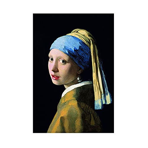 Yooyu Wandbild für Wohnzimmer Das Mädchen mit dem Perlenohrring von Jan Vermeer Leinwand Gemälde Portrait Poster und Drucke 80x120cm(31x47in) mit Rahmen von Yooyu