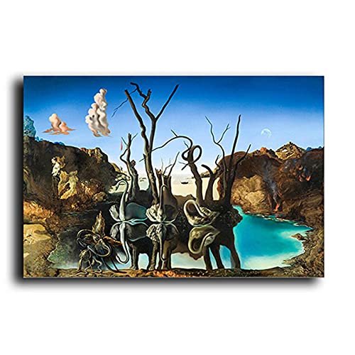 Zusammenfassung Salvador Dali Swans Reflecting Elephants Leinwand Malerei Poster und Drucke Wandkunst Bild Home Decoration 50x70cm rahmenlos von Yooyu