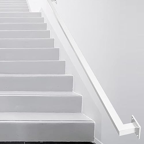 1/1,5/2/3 m weißer Vierkantrohr-Handlauf für Treppen, Wandmontage, Treppengeländer, Haltegriff, Komplettset, rutschfest, für Zuhause, Flur, Loft, Terrassengeländer, Korridor-Stützstange ( Size : 2.5m von Yopappol