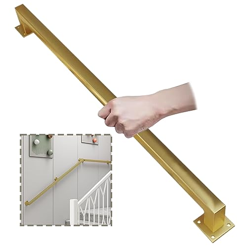 Gold-Handlauf-Treppe, Metallgeländer, Wandbalustrade für Innen- und Außenbereich, rutschfest, industriell, verzinktes Eisenrohr, Wandmontage-Treppe, Außendesign aus Metallrohr – Komplettset. (Size : von Yopappol