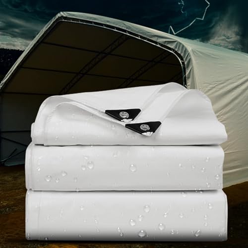 Yopappol Überdachungszelt aus Oxford-Stoff mit verstärkten Ösen für Notfall-Regencamping weiße Plane wasserdichte strapazierfähige 3 x 4 m 4 x 4 m 4 x 6 m 5 x 5 m Planenblattabdeckung(2x4m) von Yopappol