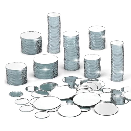 Yopeissn 250 STK. Kleines Kreis Bastelspiegel Set Mini Runde Acryl Bastel Spiegelfliesen für Bastel- und DIY-Projekte, Langlebig von Yopeissn