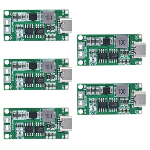 Yopeissn 5 Stück 3S 2A Typ-C Step-Up Boost LiPo Polymer Li-Ion Ladegerät 18650 Lithium Batterie von Yopeissn