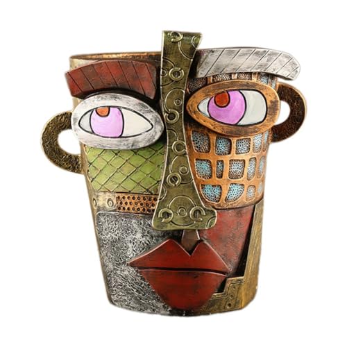 Yopeissn Brutalistischer Abstrakter Schönheitsgesichts-Blumentopf, Gesichtsblumentopf-Kopf-Pflanzgefäß, Farbenfroher Gesichtskunst-Abstrakter Harz-Blumentopf B von Yopeissn