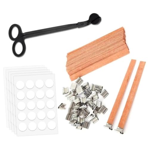 Yopeissn Kerzenschneider und Rauchfreie Kerzendochte mit Eisenständer für die DIY-Kerzenherstellung, 100 Stück 5,1 X 0,5 von Yopeissn