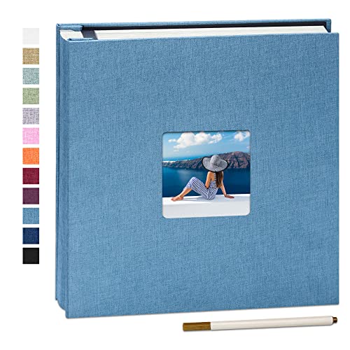 Yopih Selbstklebende 10x15 Fotoalbum Einkleben und zum Selbstgestalten Groß leinen Photoalbum mit 60 weißen Seiten, Hochzeit Jahrestag Geburtstag Geschenke, mit einem Kugelschreiber, 33x32cm von Yopih