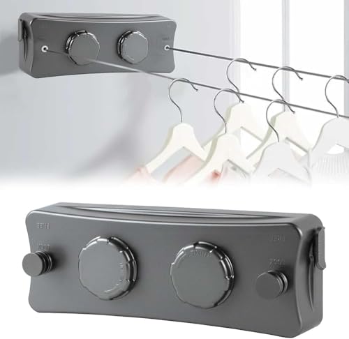 WäScheleine Ausziehbar,5.1m Wäscheleine Ausziehbar Wand, Clothesline Wäscheleines zur Wandmontage, Unsichtbare Verstellbares Wäscheleines Einziehbare,Wäschetrockner von Yopption