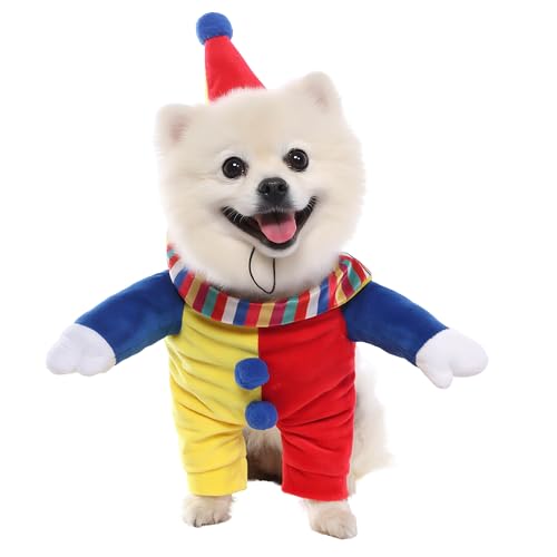 Yoption Hunde-Clown-Kostüm, Haustier-Kostüm, Halloween, Weihnachten, lustiges Haustier-Cosplay-Kleidung für Welpen, Hunde, Katzen Yoption Hunde-Clown-Kostüm, Haustier-Kostüm, Halloween, Weihnachten, lustiges Haustier-Cosplay-Kleidung für Welpen, Hunde, Katzen von Yoption