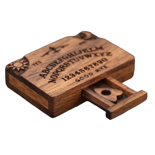 Yorajuy Miniatur-Geisterbrett Mit Schublade, Sprechendes Geisterbrett Aus Mit Planchette, Miniaturmodell Eines Ouija-Bretts Aus, Wahrsagungswerkzeuge, Halloween-Dekoration von Yorajuy