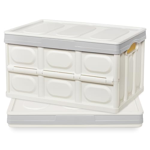 Yorbay 2er-Set 30L Profi klappbox Transportbox Mit Deckel, Stapelbare Kisten Storage Box Faltboxen Stapelboxen Für Aufbewahrung Und Transport, Faltbarer Aufbewahrungsbox mit Handgriff, PP von Yorbay