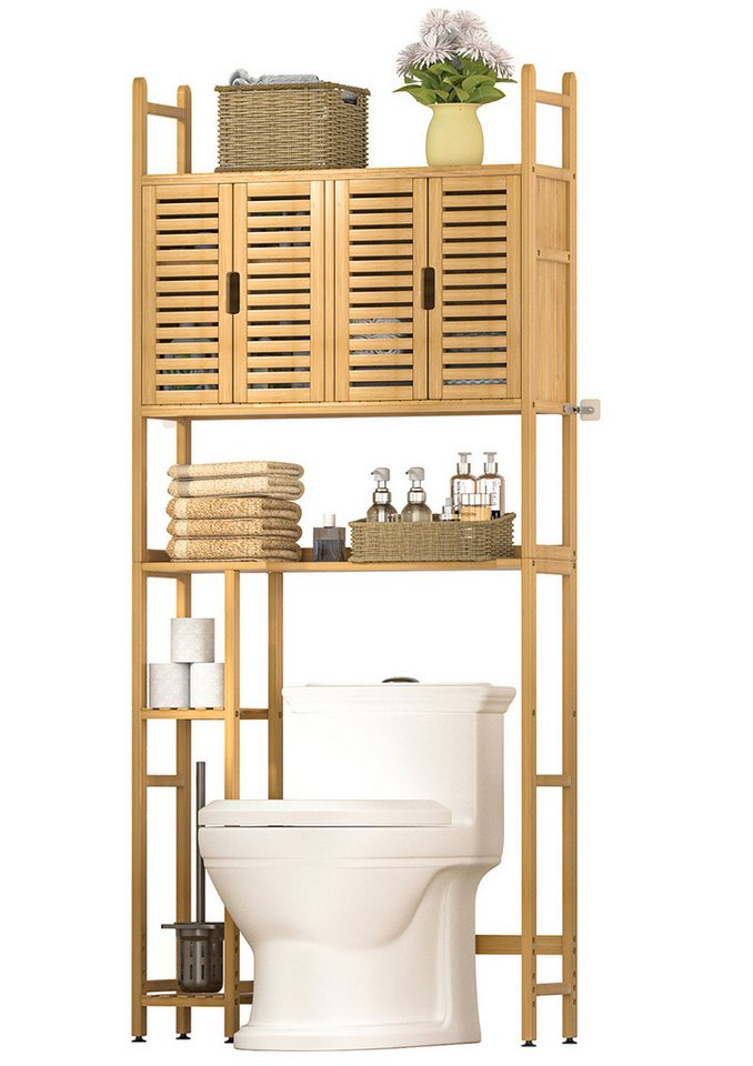 Yorbay Badregal Toilettenregal aus Bambus, Badezimmerregal mit Schrank 79*23*176CM Yorbay Badregal Toilettenregal aus Bambus, Badezimmerregal mit Schrank 79*23*176CM von Yorbay