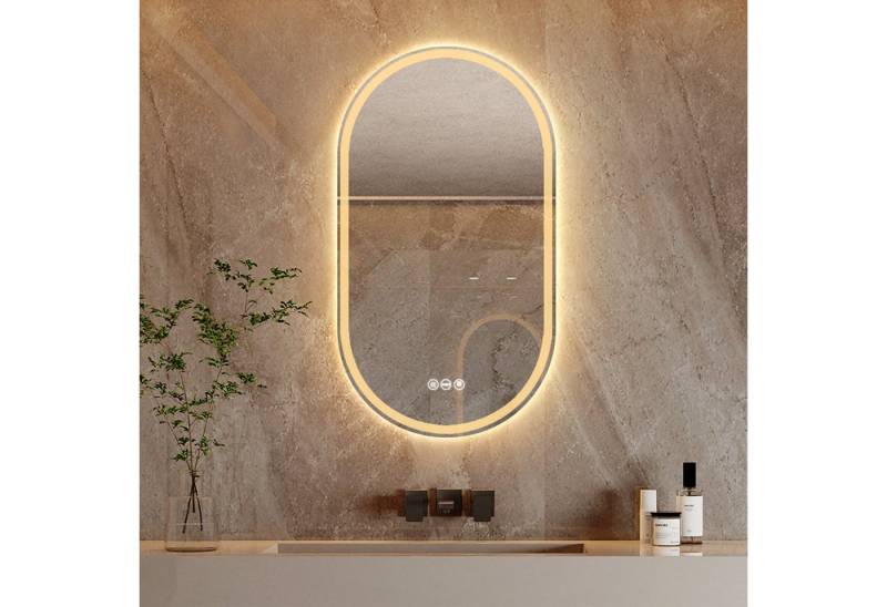 Yorbay Badspiegel groß mit Beleuchtung, LED Knopfschalter, Antibeschlag, Oval Design, 80x50CM, Ohne Rahmen Yorbay Badspiegel groß mit Beleuchtung, LED Knopfschalter, Antibeschlag, Oval Design, 80x50CM, Ohne Rahmen von Yorbay