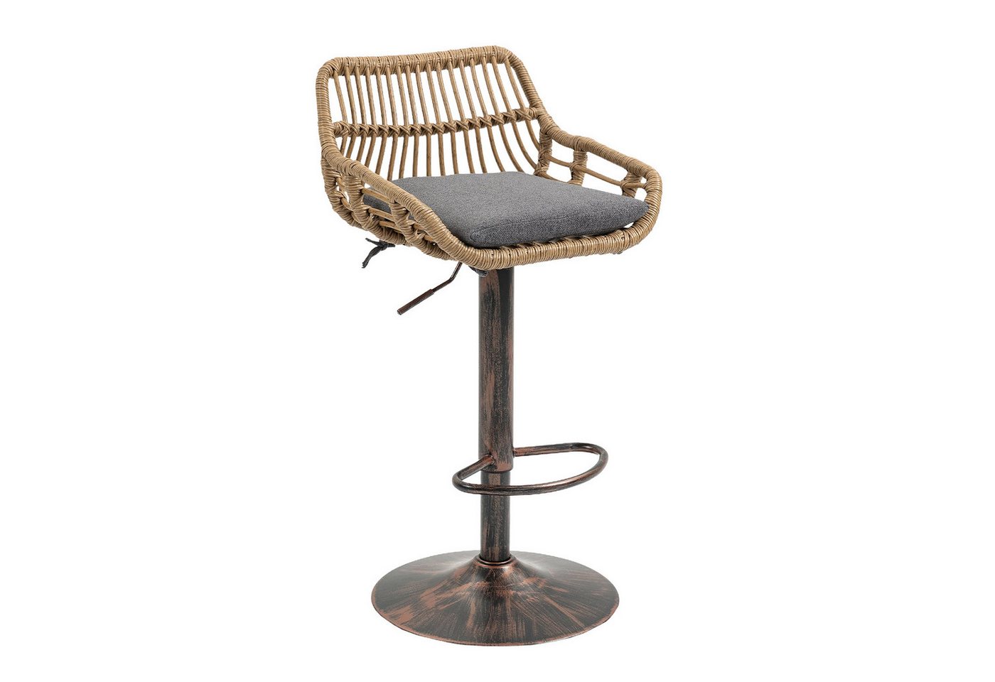 Yorbay Barhocker (2 St., Rattan + Metall), 360° Drehbar, Höhenverstellbar mit Rückenlehne von Yorbay