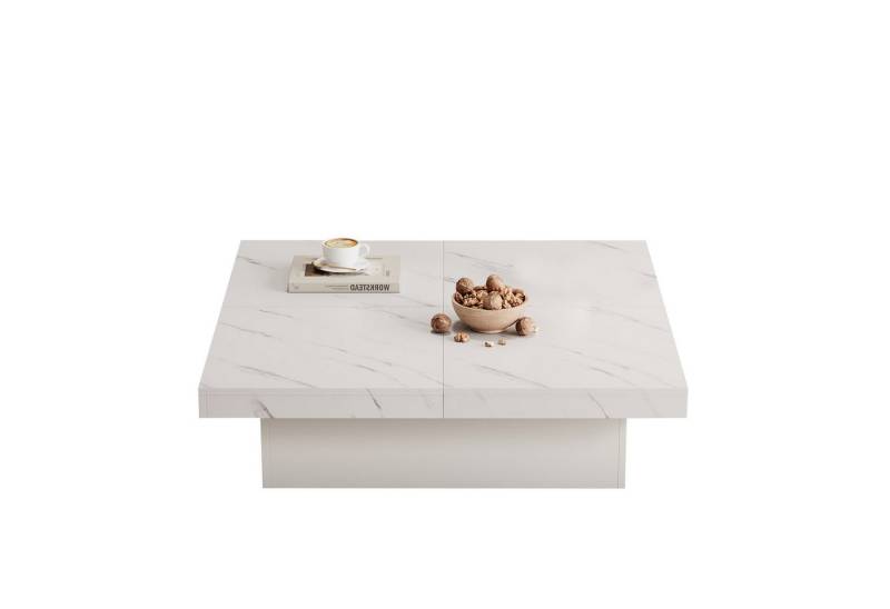 Yorbay Couchtisch Quadratischer Wohnzimmertisch 90 x 90 x 25 cm, mit 4 Schubladen,Schiebbarer Tischplatte von Yorbay