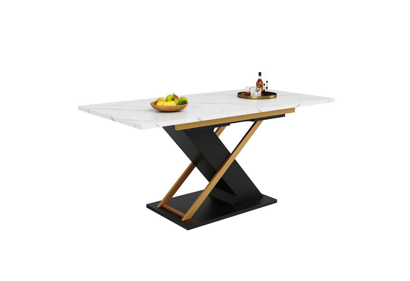 Yorbay Esstisch Ausziehbarer Küchentisch Tisch (120-160×80 cm), Stabiler Metallrahmen, Platzsparend & vielseitig von Yorbay
