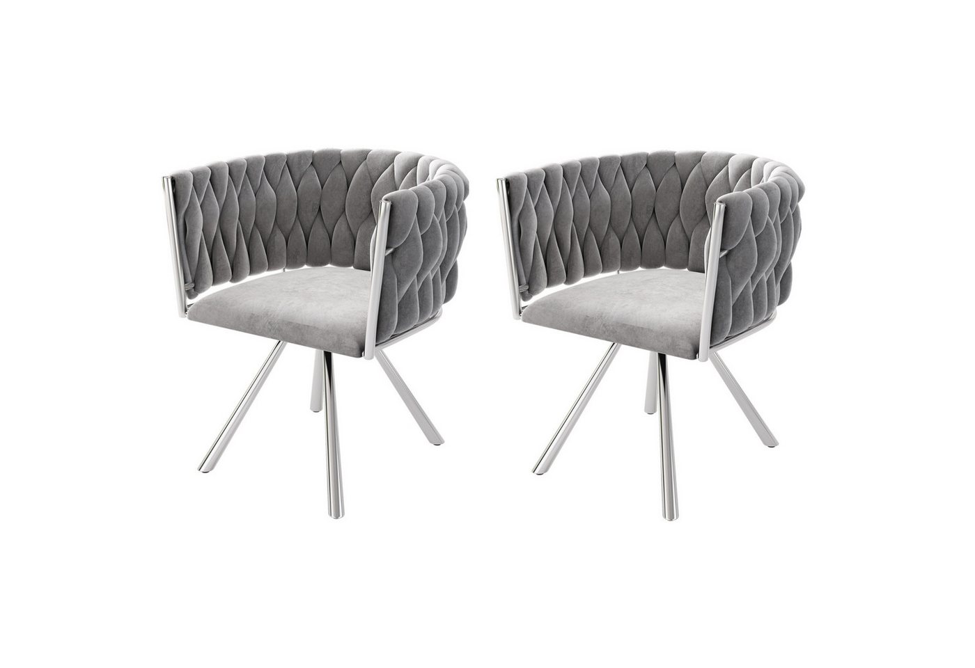 Yorbay Esszimmerstuhl 2er set Linen-Bürostuhl, 360° Drehbar, mit 4 Stützbeinen aus Metall von Yorbay