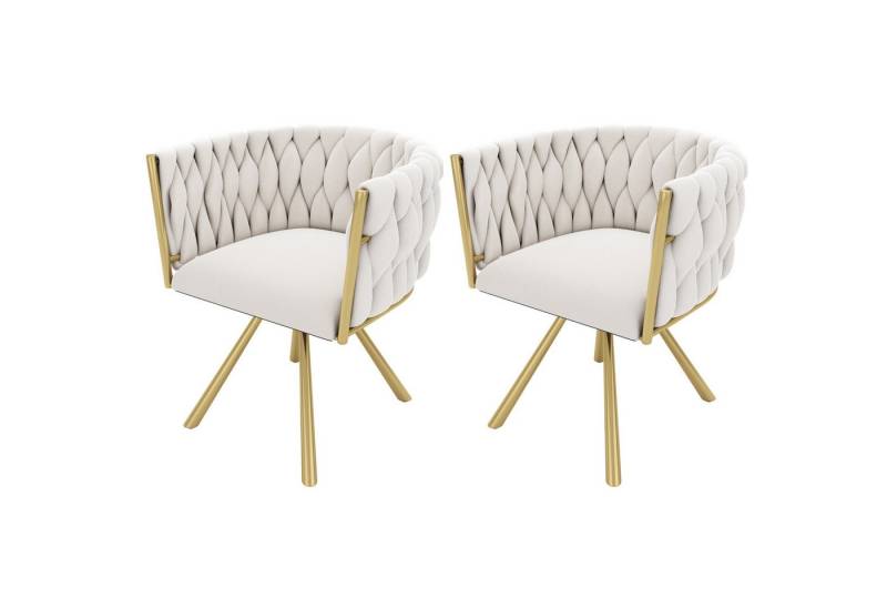 Yorbay Esszimmerstuhl 2er set Linen-Bürostuhl, 360° Drehbar, mit 4 Stützbeinen aus Metall von Yorbay