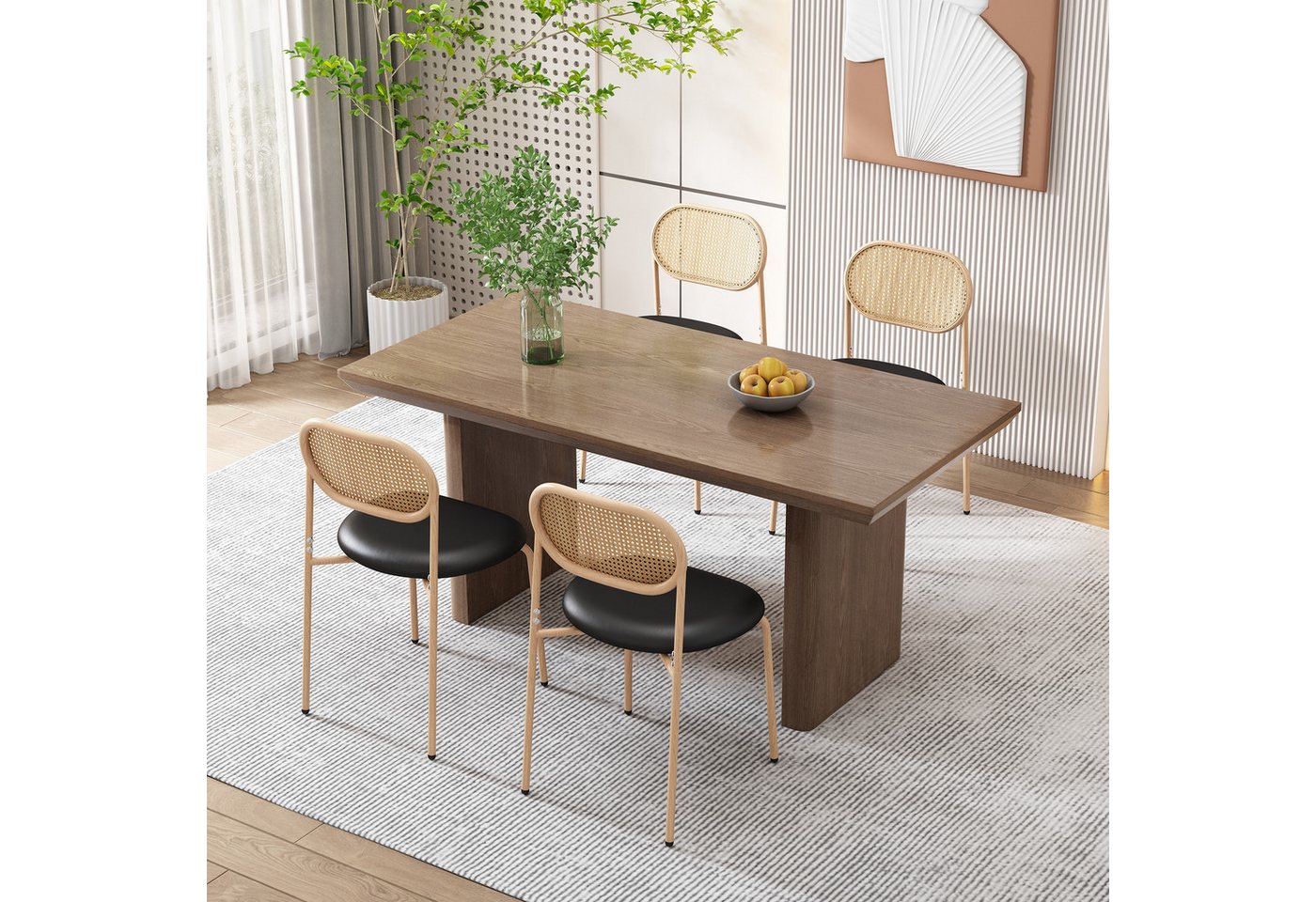 Yorbay Esszimmerstuhl 4er-Set Wohnzimmerstuhl (4 St), mit Rattan-Design, Metallgestell von Yorbay