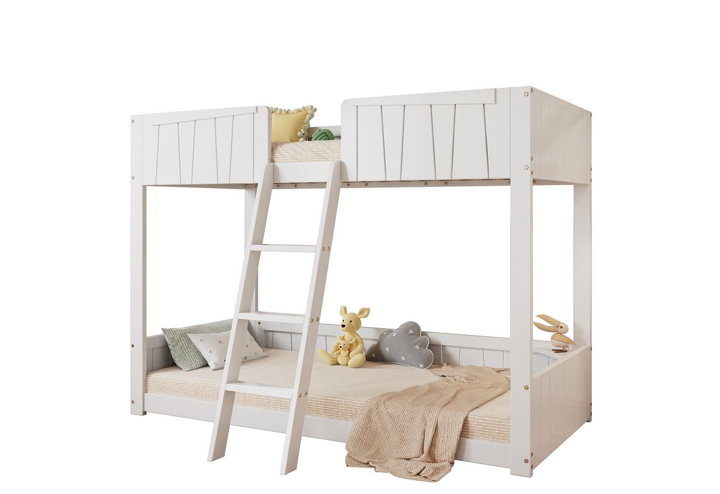 Yorbay Etagenbett Kinderbett Hochbett (Lattenroste, Rausfallschutz, Kiefer+MDF, Weiß, 90x200 cm) von Yorbay