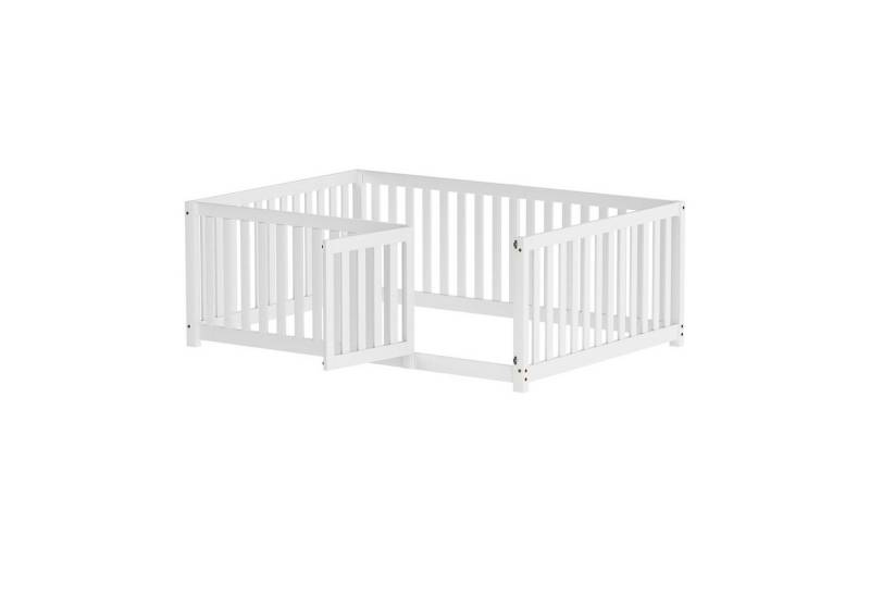 Yorbay Kinderbett (140x200 mit Zaun und Tür, Rausfallschutz), Robuster Holzboden-Bettrahmen von Yorbay