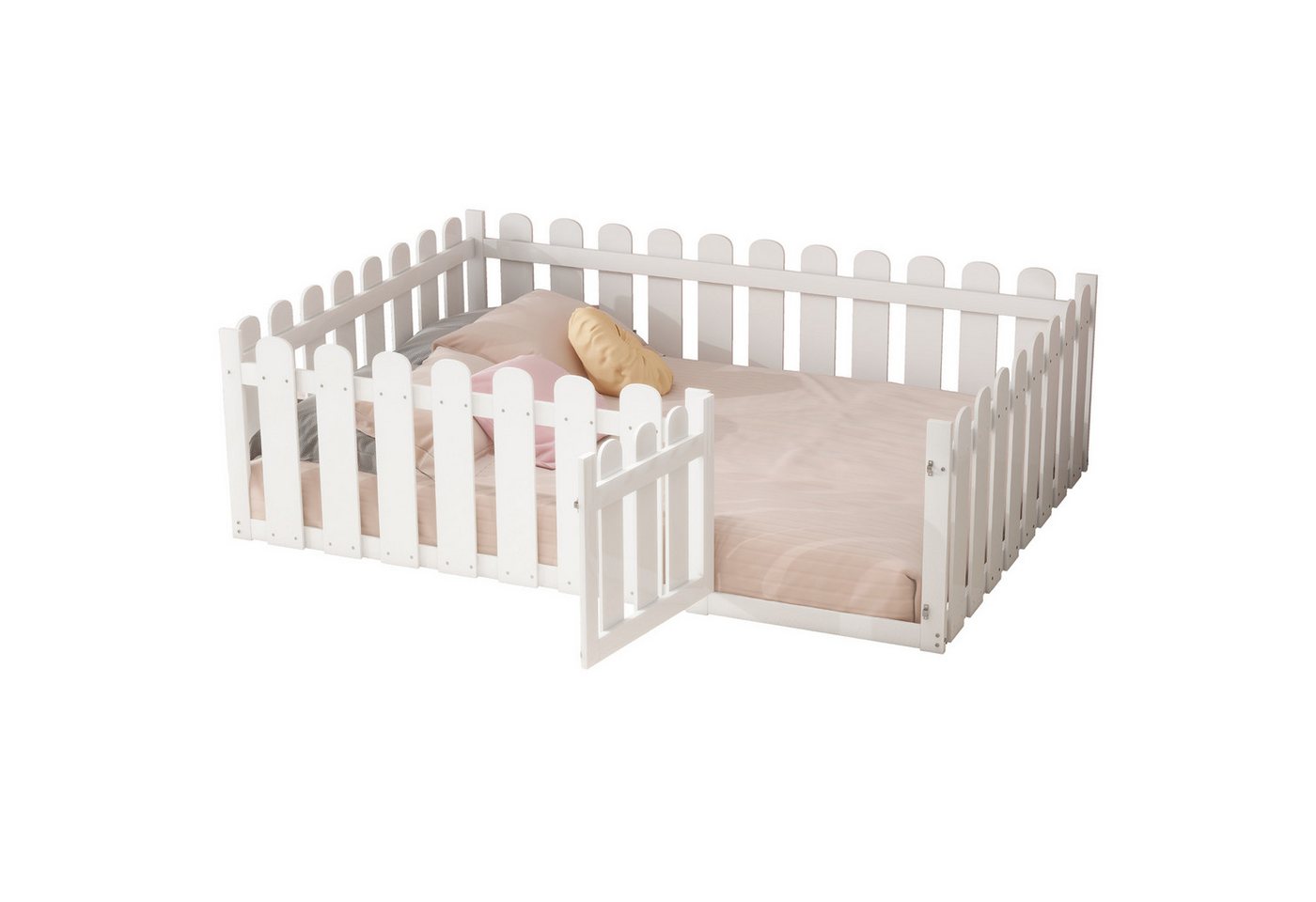 Yorbay Kinderbett Schutzgitter (140 x 200cm), Rausfallschutz, mit Umrandung und Tür von Yorbay