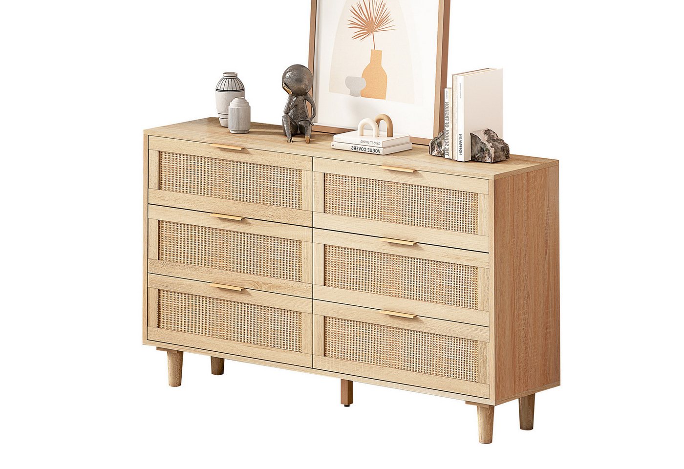 Yorbay Kommode Rattan Sideboard mit 6 Schubladen, Aufbewahrungsschran, Metallgriffe, 110x40x75 cm Yorbay Kommode Rattan Sideboard mit 6 Schubladen, Aufbewahrungsschran, Metallgriffe, 110x40x75 cm von Yorbay