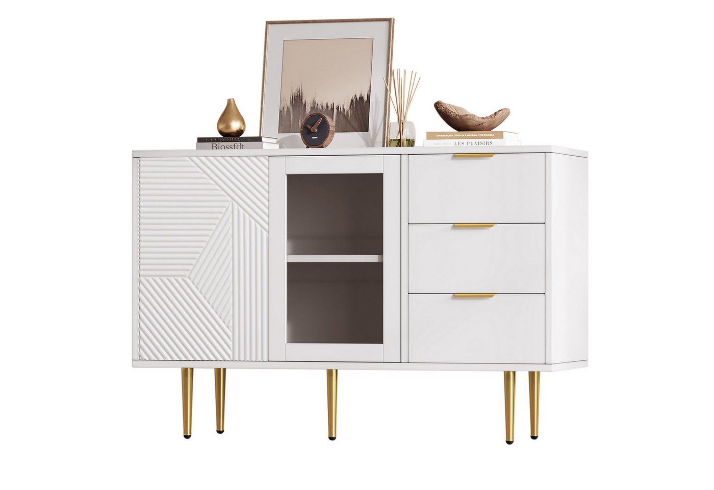 Yorbay Kommode mit 3 Schubladen und 2 Türen, Sideboard, 120 x 38 x 79.5 cm Yorbay Kommode mit 3 Schubladen und 2 Türen, Sideboard, 120 x 38 x 79.5 cm von Yorbay