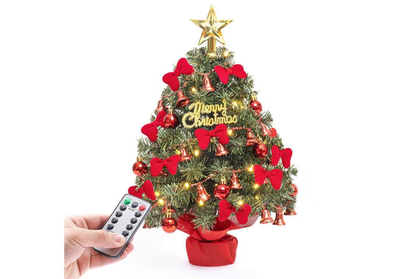 Yorbay Künstlicher Weihnachtsbaum 40cm Mini Weihnachtsbaum mit 30 warmweiß LEDs, 8 Licht Modi, Tisch-Tannenbaum mit roter Deko und Stern-Baumspitze, Batterie betrieben, für Weihnachten, Advent, künstlich, Geschmückt Yorbay Künstlicher Weihnachtsbaum 40cm Mini Weihnachtsbaum mit 30 warmweiß LEDs, 8 Licht Modi, Tisch-Tannenbaum mit roter Deko und Stern-Baumspitze, Batterie betrieben, für Weihnachten, Advent, künstlich, Geschmückt von Yorbay