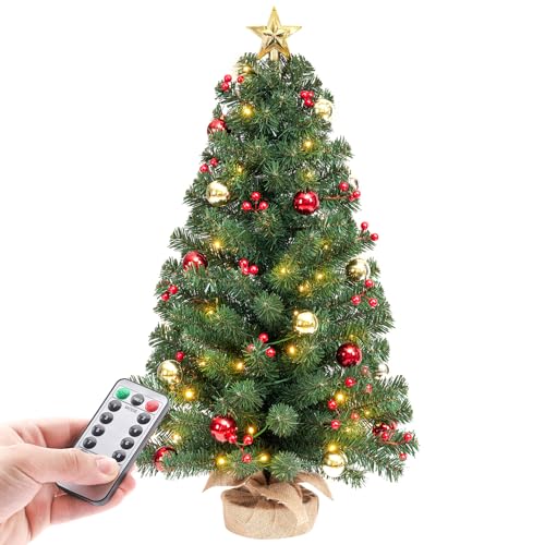 Yorbay Mini Weihnachtsbaum mit 50 warmweiß LEDs 8 Licht Modi, Tannenbaum mit Stern-Baumspitze und Deko Batterie betrieben, für Weihnachten, Advent, (70cm Mit Fernbedienung) von Yorbay