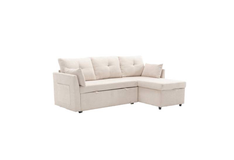Yorbay Schlafsofa Ecksofa mit Bettfunktion und Stauraum, inkl. 3 Rückenlehnen, 2 Kissen, L-förmiges Sofa Ecksofa für 3 Personen, Chaiselongue von Yorbay