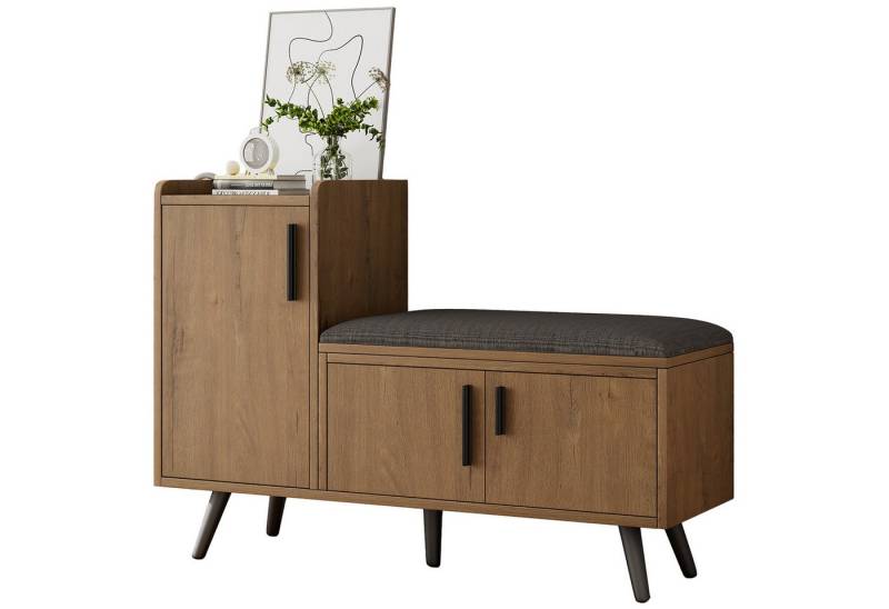 Yorbay Schuhbank Schuhschrank mit Sitzfläche und 4 Stauräume, Schuhbank B100xT34xH69cm, Schuhtruhe mit Stauraumtüren, Metallgriffen undMetallfüße für Flur von Yorbay