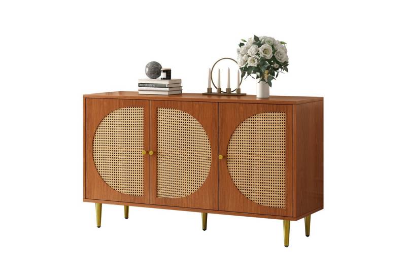 Yorbay Sideboard Kommode, Rattan-Sideboard mit 3Türen (Metallgriffe) von Yorbay