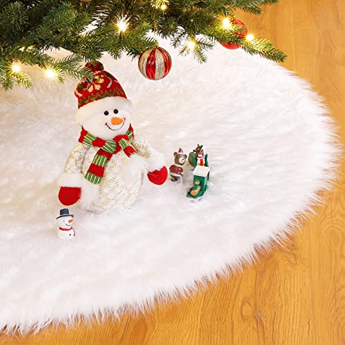 Yorbay Tannenbaum Decke kunstfell Weiß Rund Rock Teppich Filz für Schnee Christbaum Weihnachtsbaum Deko (122cm) von Yorbay