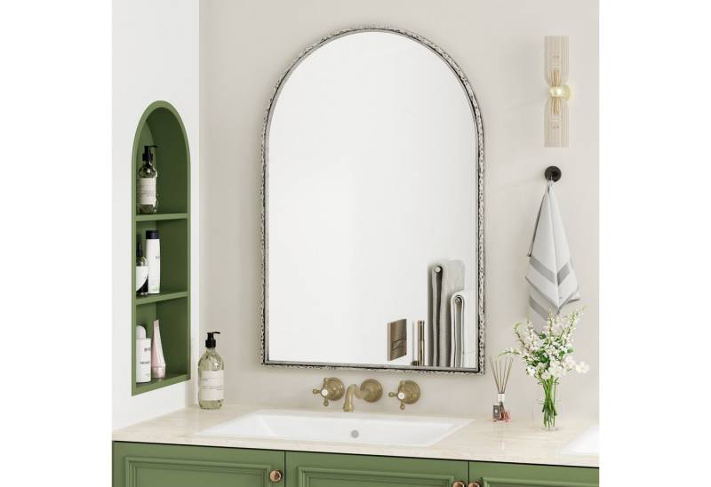 Yorbay Wandspiegel Bogenförmiger (61 x 91 cm), Sicherheitsglas mit Eisenrahmen, Für Badezimmer, Flur & Wohnzimmer von Yorbay