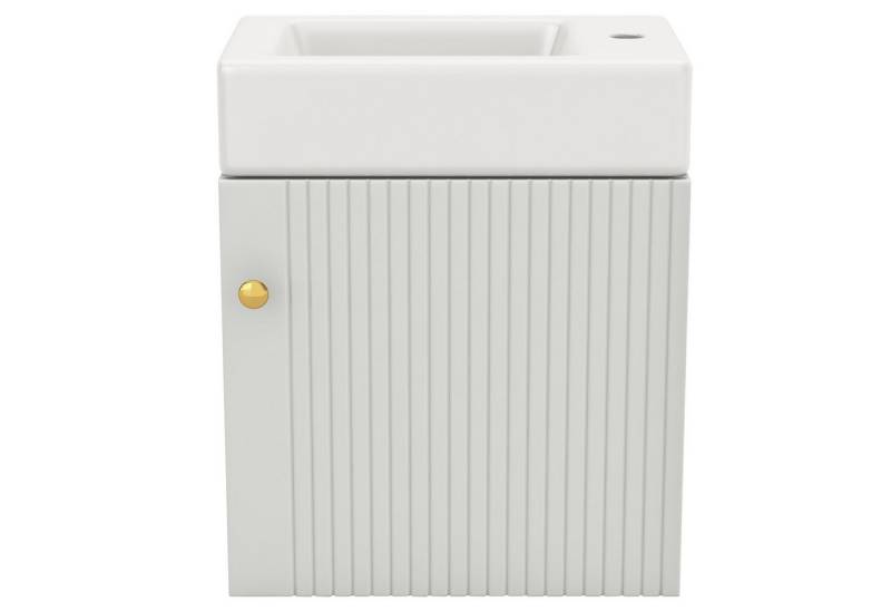 Yorbay Waschtisch Badmöbel Set mit hängendem Waschtischunterschrank (46 cm Breite, Keramikbecken), Platzsparende Badschrank-Lösung für kleine Bäder von Yorbay