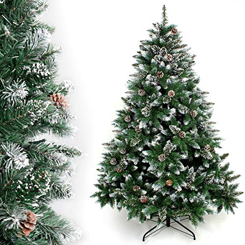 Yorbay künstlicher Weihnachtsbaum Tannenbaum mit Ständer 120cm-240cm für Weihnachten-Dekoration Mehrweg (Weihnachtsbaum mit Schnee, 180cm) von Yorbay