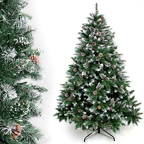 Yorbay künstlicher Weihnachtsbaum Tannenbaum mit Ständer 120cm-240cm für Weihnachten-Dekoration Mehrweg (Weihnachtsbaum mit Schnee, 240cm) von Yorbay